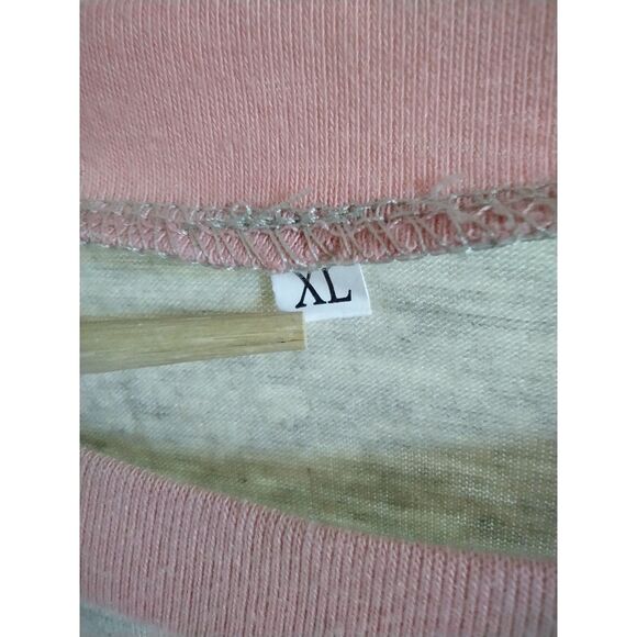 Pink Black Gray Color Block Long Sleeve Crewneck T-Shirt Sz XL - Picture 4 of 4